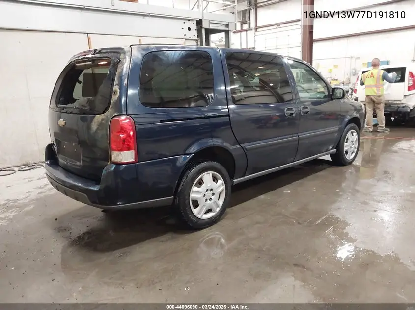 2007 Chevrolet Uplander Cargo VIN: 1GNDV13W77D191810 Lot: 44696090