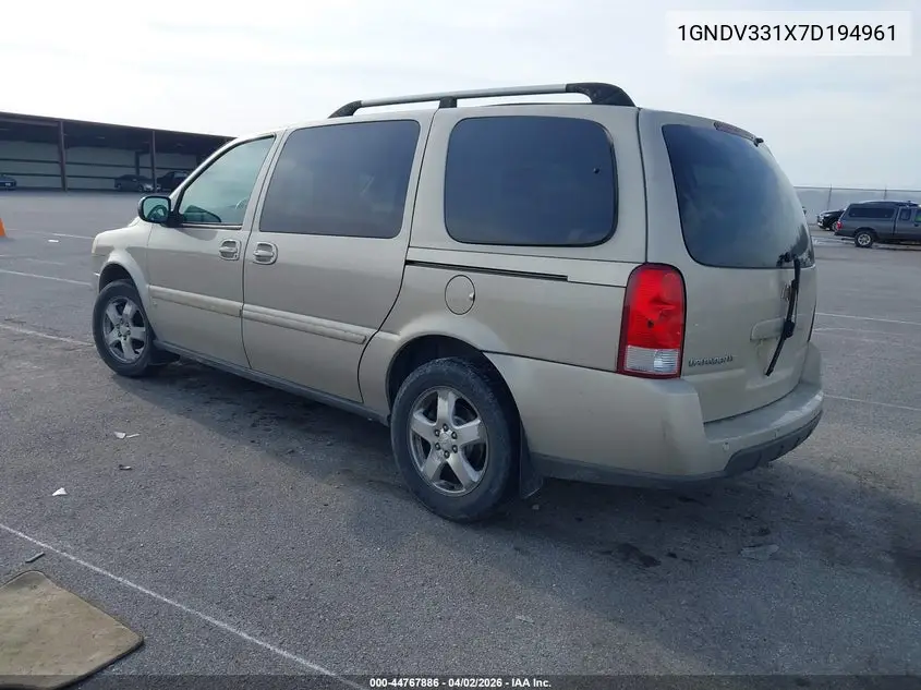2007 Chevrolet Uplander Lt VIN: 1GNDV331X7D194961 Lot: 44767886