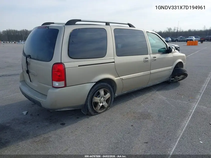 2007 Chevrolet Uplander Lt VIN: 1GNDV331X7D194961 Lot: 44767886