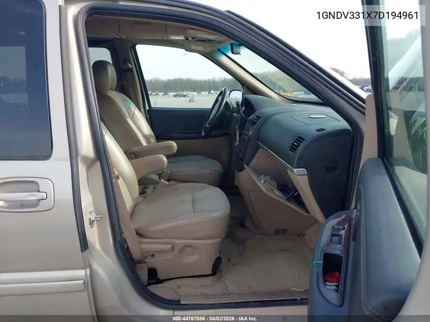 2007 Chevrolet Uplander Lt VIN: 1GNDV331X7D194961 Lot: 44767886