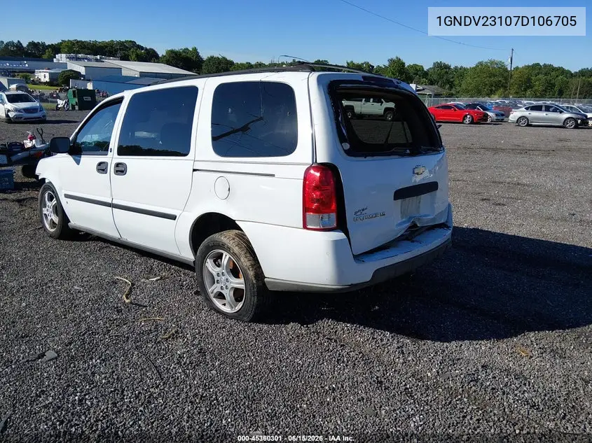 2007 Chevrolet Uplander Ls VIN: 1GNDV23107D106705 Lot: 45360301