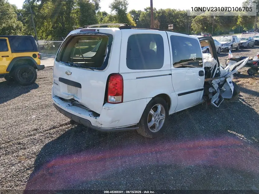 2007 Chevrolet Uplander Ls VIN: 1GNDV23107D106705 Lot: 45360301