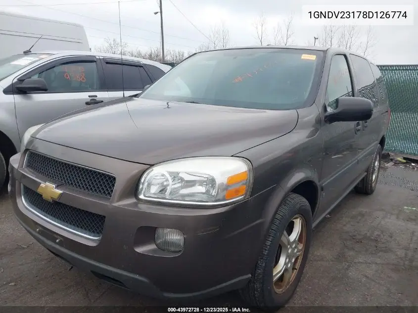 2008 Chevrolet Uplander Ls VIN: 1GNDV23178D126774 Lot: 43972728