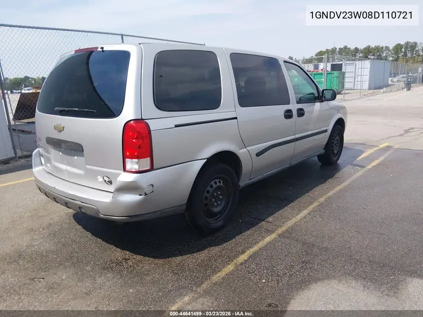 2008 Chevrolet Uplander Ls VIN: 1GNDV23W08D110721 Lot: 44641499