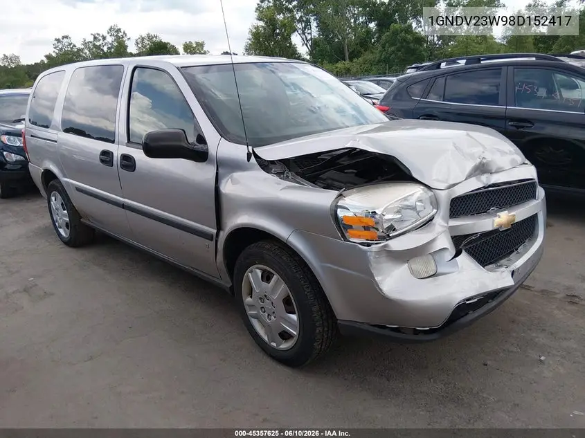 2008 Chevrolet Uplander Ls VIN: 1GNDV23W98D152417 Lot: 45357625