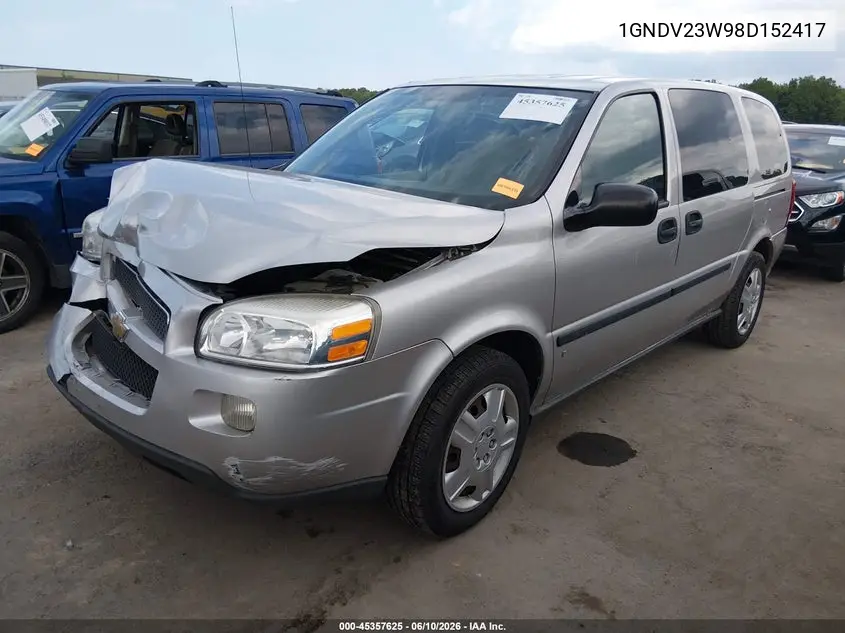 2008 Chevrolet Uplander Ls VIN: 1GNDV23W98D152417 Lot: 45357625
