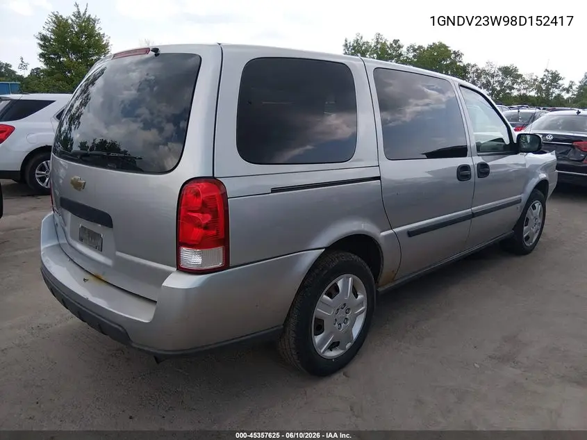 2008 Chevrolet Uplander Ls VIN: 1GNDV23W98D152417 Lot: 45357625