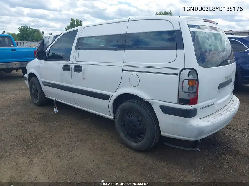 2000 Chevrolet Venture VIN: 1GNDU03E8YD188176 Lot: 45107889