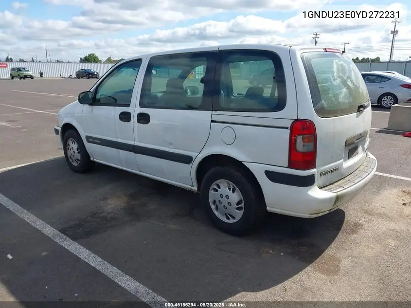 2000 Chevrolet Venture Value Van VIN: 1GNDU23E0YD272231 Lot: 45156294