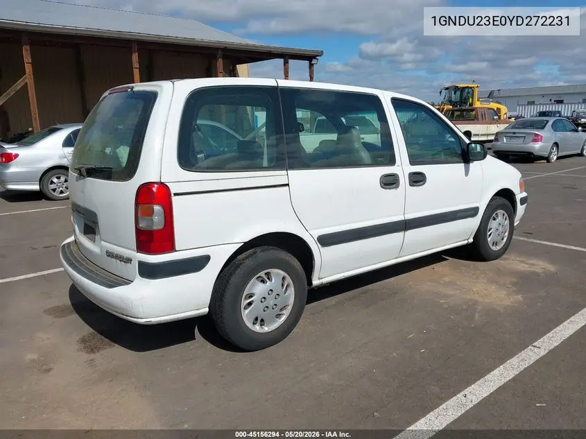 2000 Chevrolet Venture Value Van VIN: 1GNDU23E0YD272231 Lot: 45156294