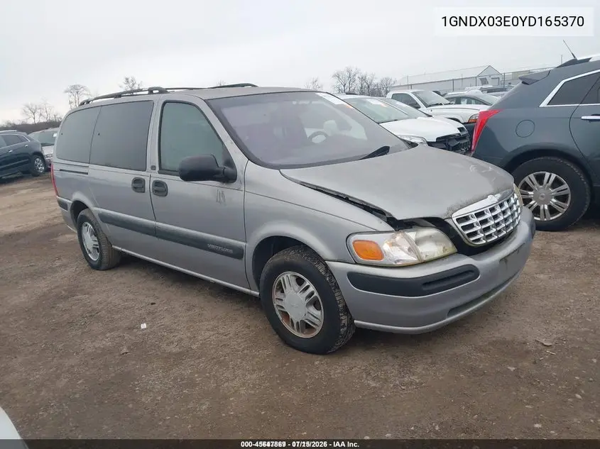 2000 Chevrolet Venture Ls VIN: 1GNDX03E0YD165370 Lot: 45647869