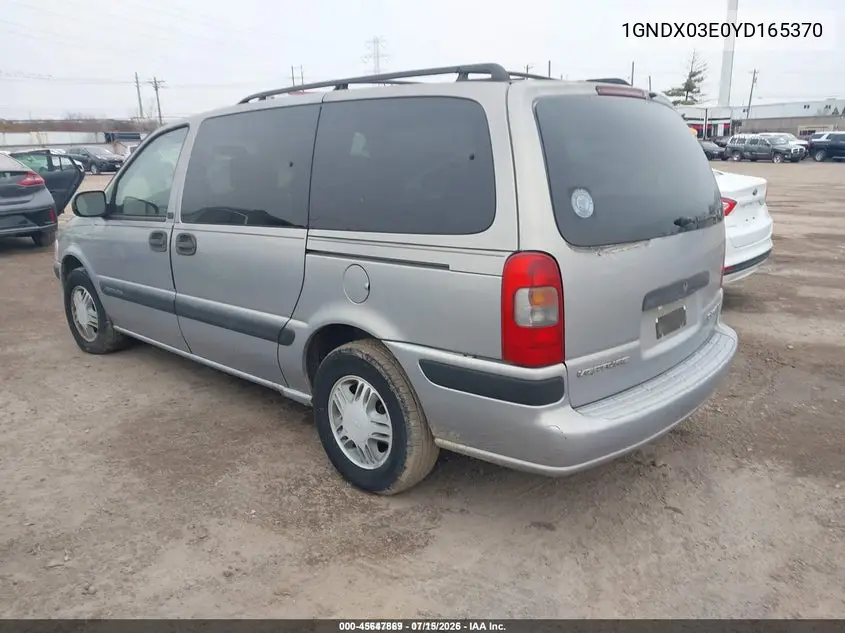 2000 Chevrolet Venture Ls VIN: 1GNDX03E0YD165370 Lot: 45647869