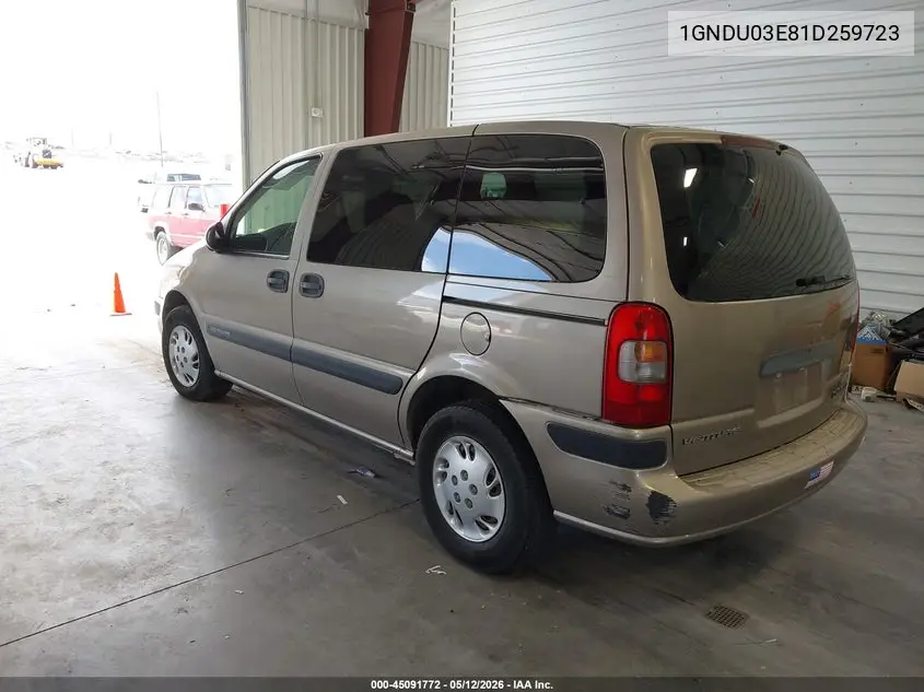 2001 Chevrolet Venture Plus VIN: 1GNDU03E81D259723 Lot: 45091772