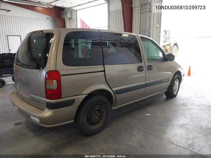2001 Chevrolet Venture Plus VIN: 1GNDU03E81D259723 Lot: 45091772