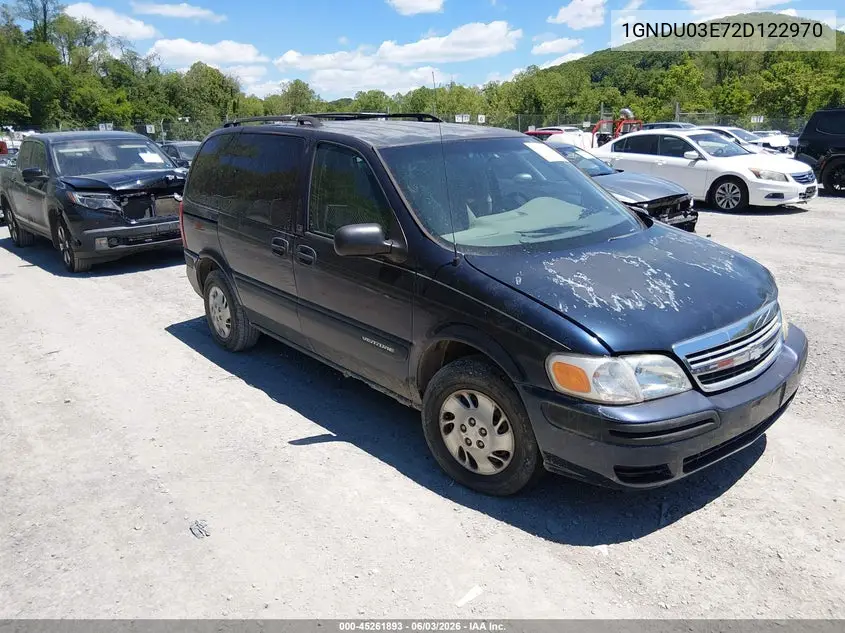 2002 Chevrolet Venture Plus VIN: 1GNDU03E72D122970 Lot: 45261893