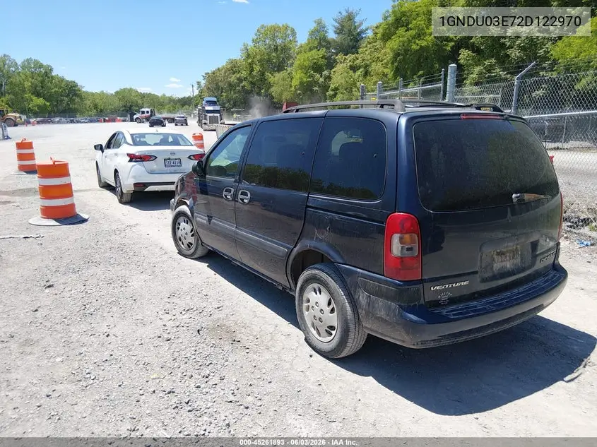 2002 Chevrolet Venture Plus VIN: 1GNDU03E72D122970 Lot: 45261893