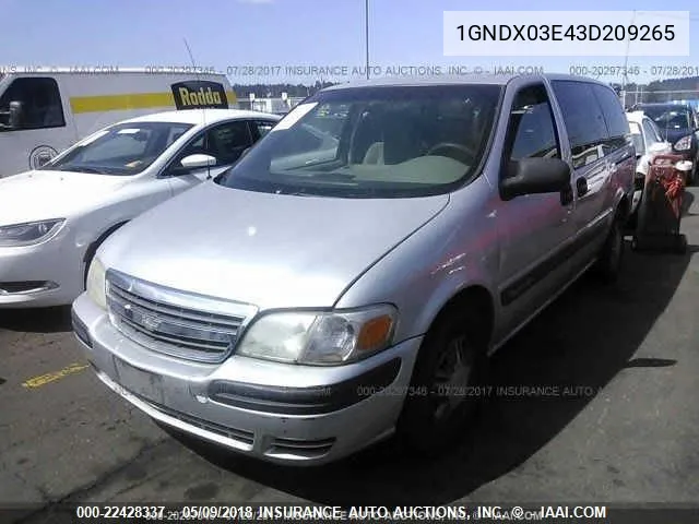 2003 Chevrolet Venture VIN: 1GNDX03E43D209265 Lot: 22428337