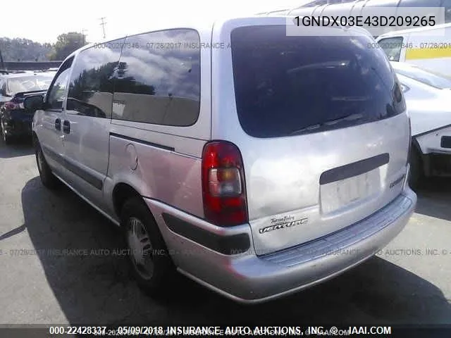 2003 Chevrolet Venture VIN: 1GNDX03E43D209265 Lot: 22428337