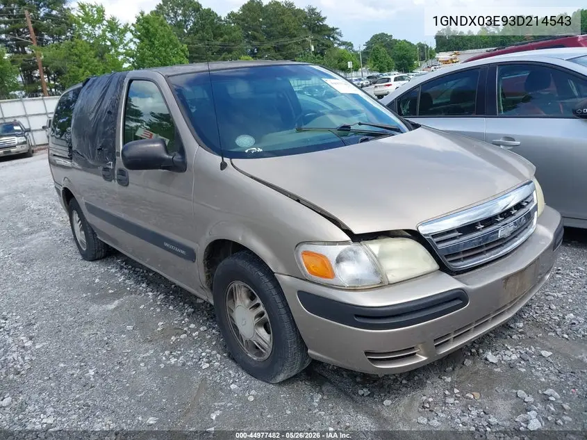 2003 Chevrolet Venture Ls VIN: 1GNDX03E93D214543 Lot: 44977482