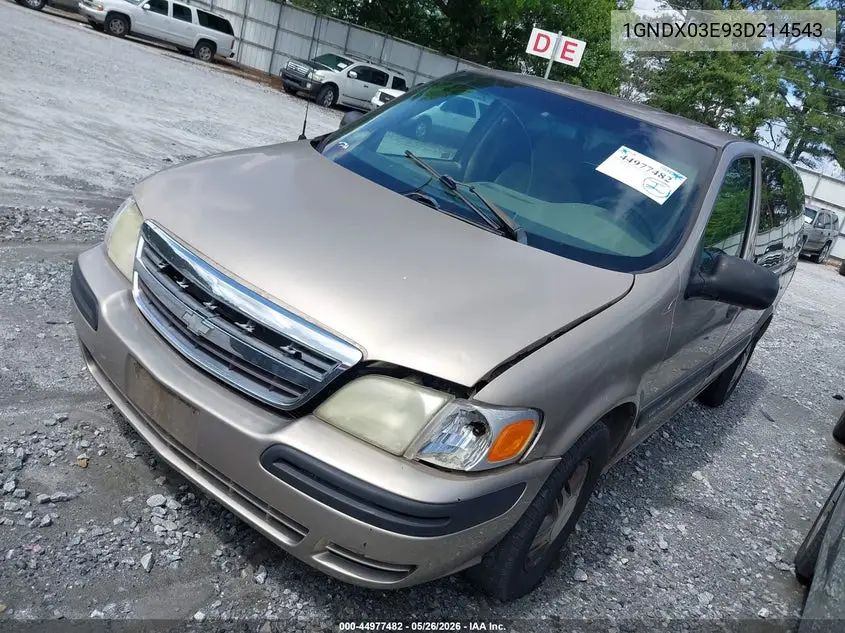 2003 Chevrolet Venture Ls VIN: 1GNDX03E93D214543 Lot: 44977482