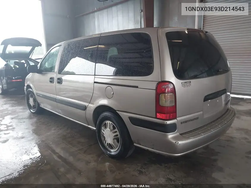 2003 Chevrolet Venture Ls VIN: 1GNDX03E93D214543 Lot: 44977482