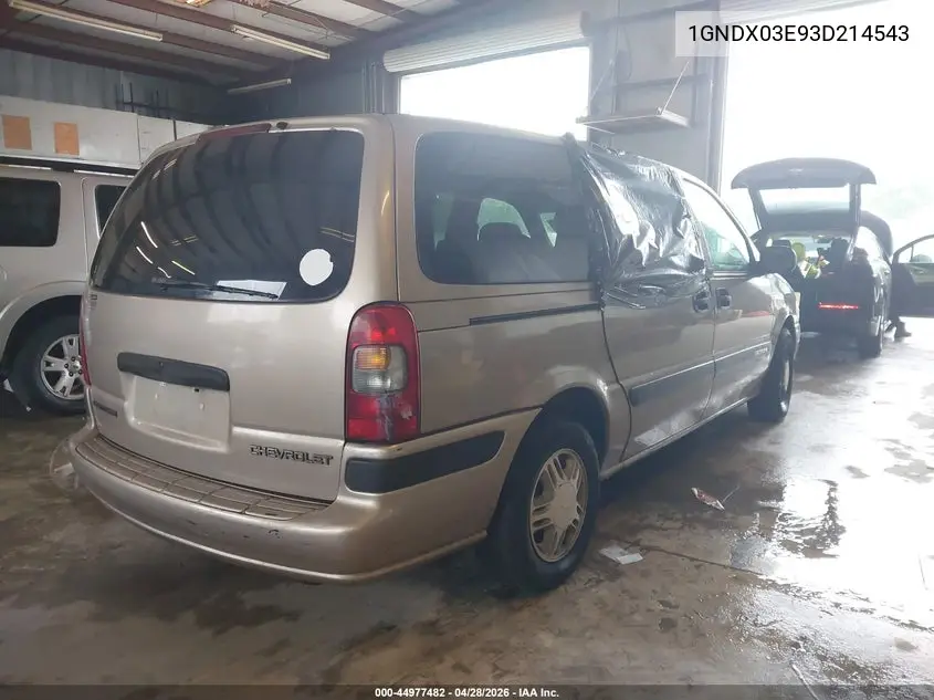 2003 Chevrolet Venture Ls VIN: 1GNDX03E93D214543 Lot: 44977482