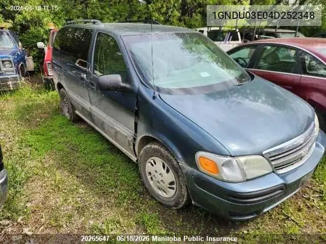 2004 Chevrolet Venture VIN: 1GNDU03E04D252348 Lot: 20265647
