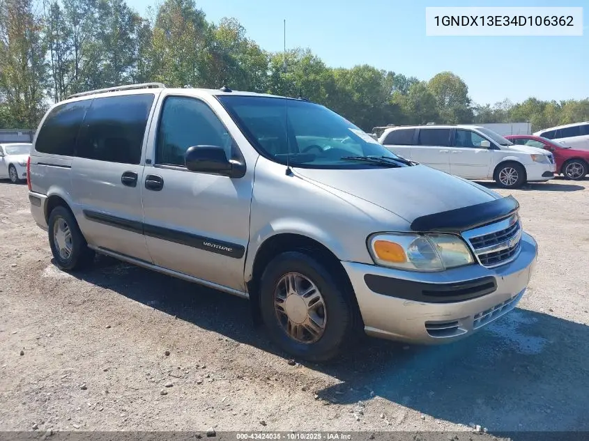 2004 Chevrolet Venture Lt VIN: 1GNDX13E34D106362 Lot: 43424035