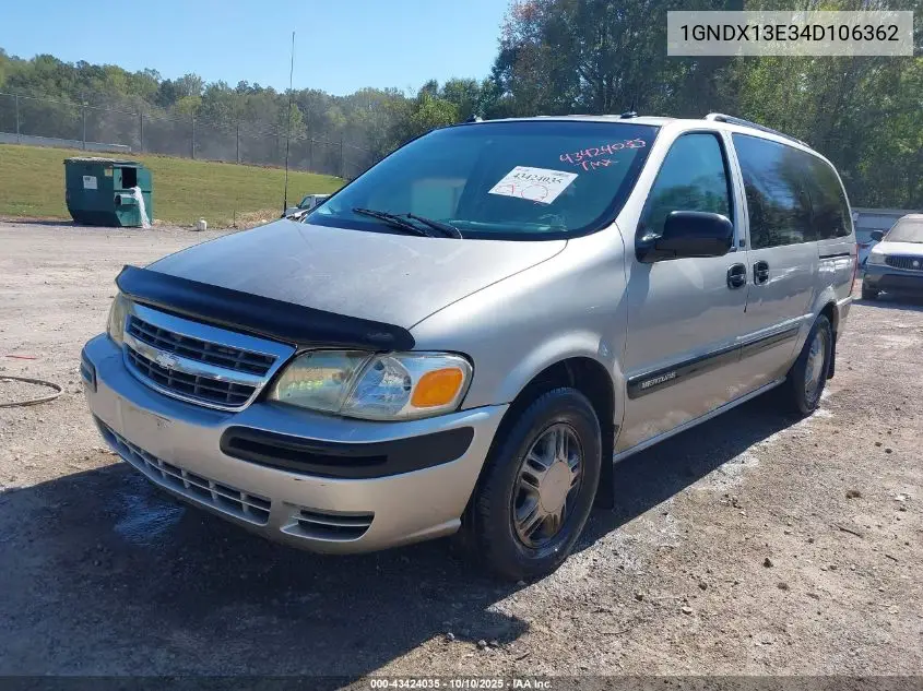 2004 Chevrolet Venture Lt VIN: 1GNDX13E34D106362 Lot: 43424035