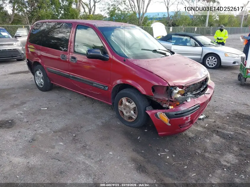 2004 Chevrolet Venture Plus VIN: 1GNDU03E14D252617 Lot: 44578123