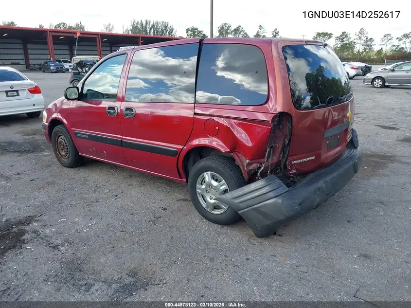 2004 Chevrolet Venture Plus VIN: 1GNDU03E14D252617 Lot: 44578123