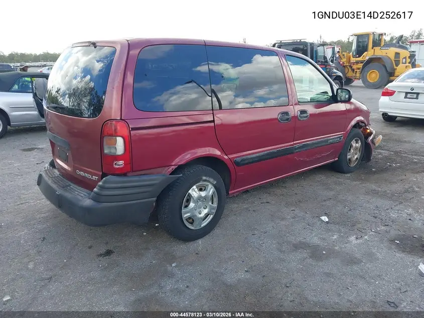 2004 Chevrolet Venture Plus VIN: 1GNDU03E14D252617 Lot: 44578123