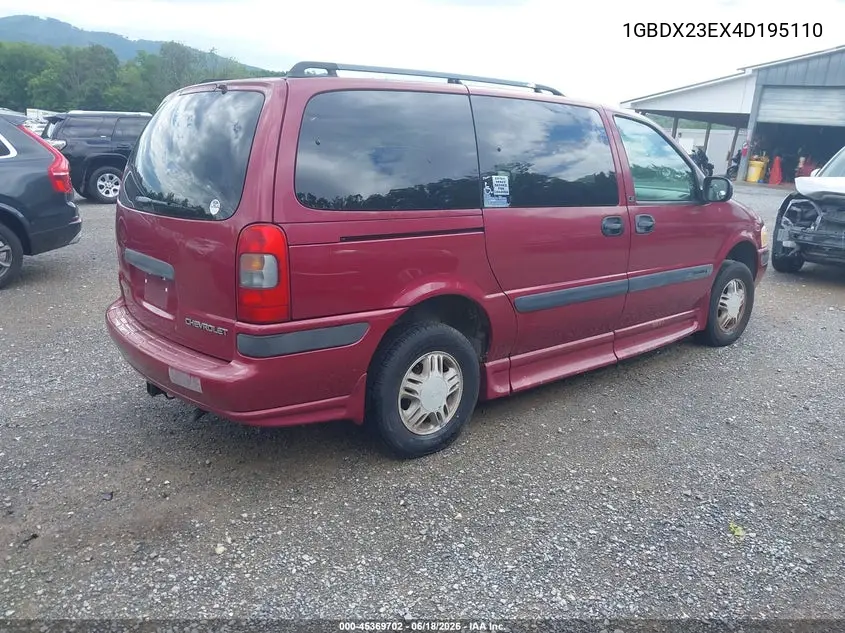 2004 Chevrolet Venture Ls W/Y3G Mobility VIN: 1GBDX23EX4D195110 Lot: 45369702