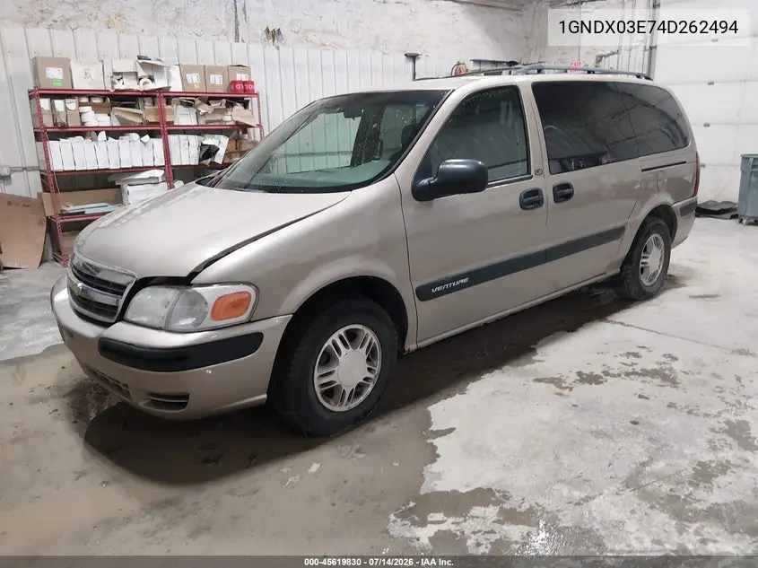2004 Chevrolet Venture Ls VIN: 1GNDX03E74D262494 Lot: 45619830
