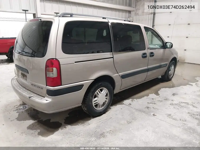 2004 Chevrolet Venture Ls VIN: 1GNDX03E74D262494 Lot: 45619830