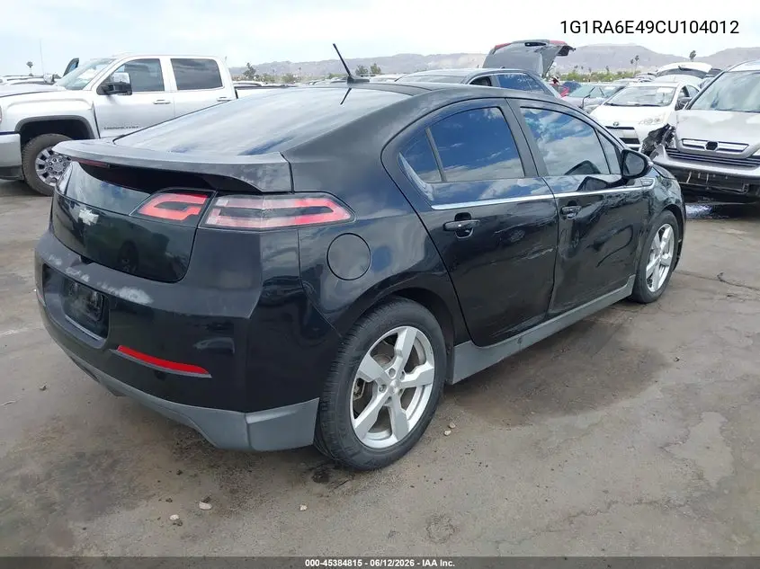 2012 Chevrolet Volt VIN: 1G1RA6E49CU104012 Lot: 45384815