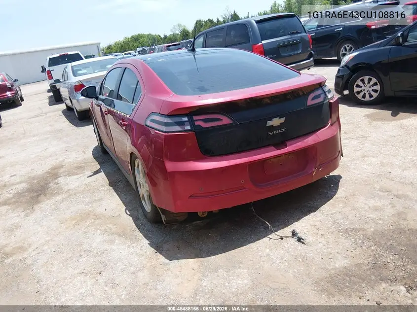 2012 Chevrolet Volt VIN: 1G1RA6E43CU108816 Lot: 45488166