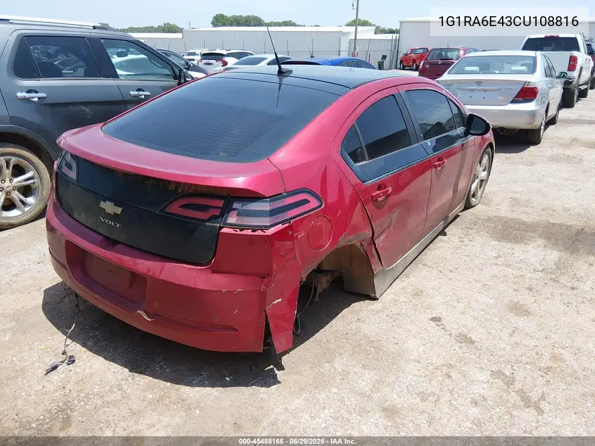 2012 Chevrolet Volt VIN: 1G1RA6E43CU108816 Lot: 45488166