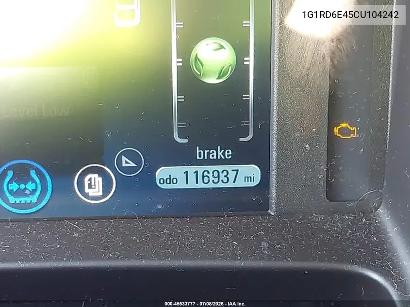 2012 Chevrolet Volt VIN: 1G1RD6E45CU104242 Lot: 45533777