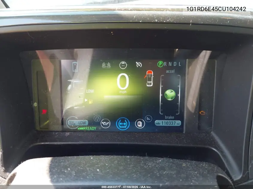 2012 Chevrolet Volt VIN: 1G1RD6E45CU104242 Lot: 45533777