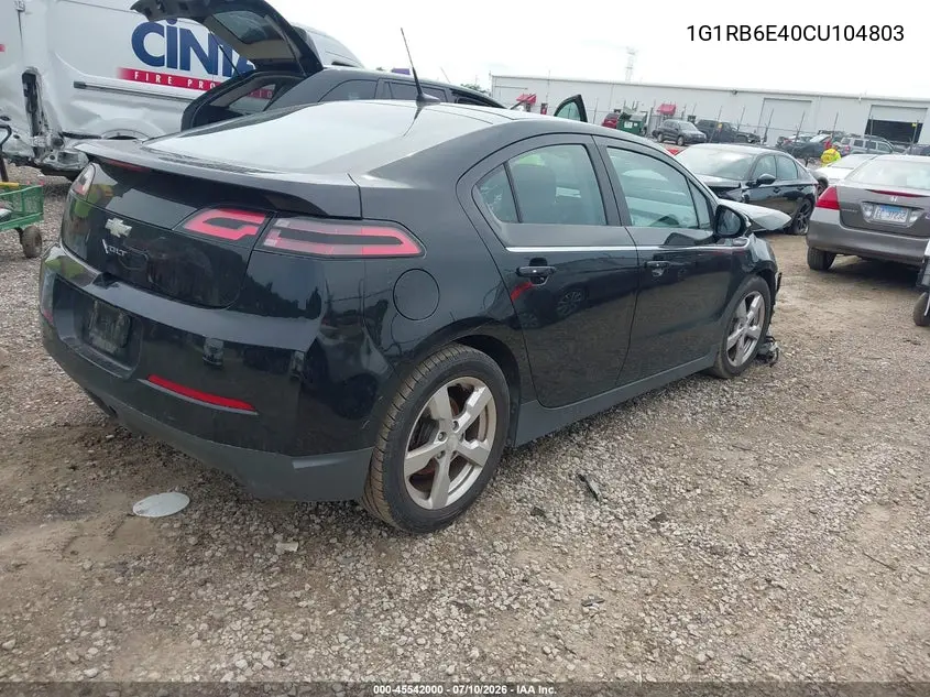 2012 Chevrolet Volt VIN: 1G1RB6E40CU104803 Lot: 45542000