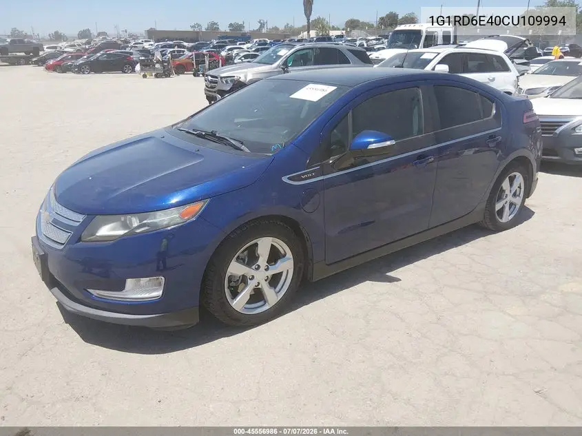2012 Chevrolet Volt VIN: 1G1RD6E40CU109994 Lot: 45556986
