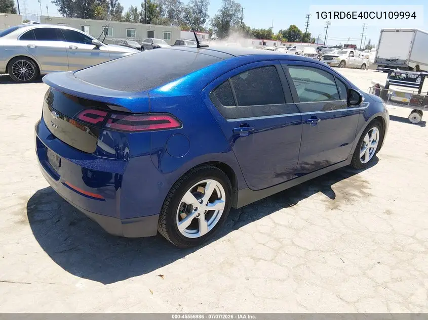 2012 Chevrolet Volt VIN: 1G1RD6E40CU109994 Lot: 45556986