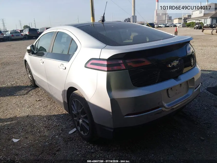 2012 Chevrolet Volt VIN: 1G1RD6E49CU104017 Lot: 45657288