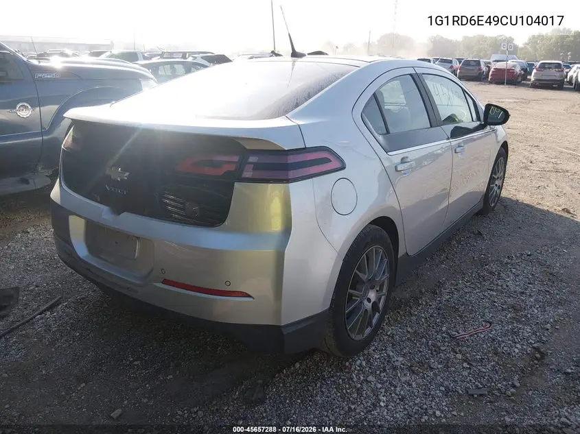 2012 Chevrolet Volt VIN: 1G1RD6E49CU104017 Lot: 45657288