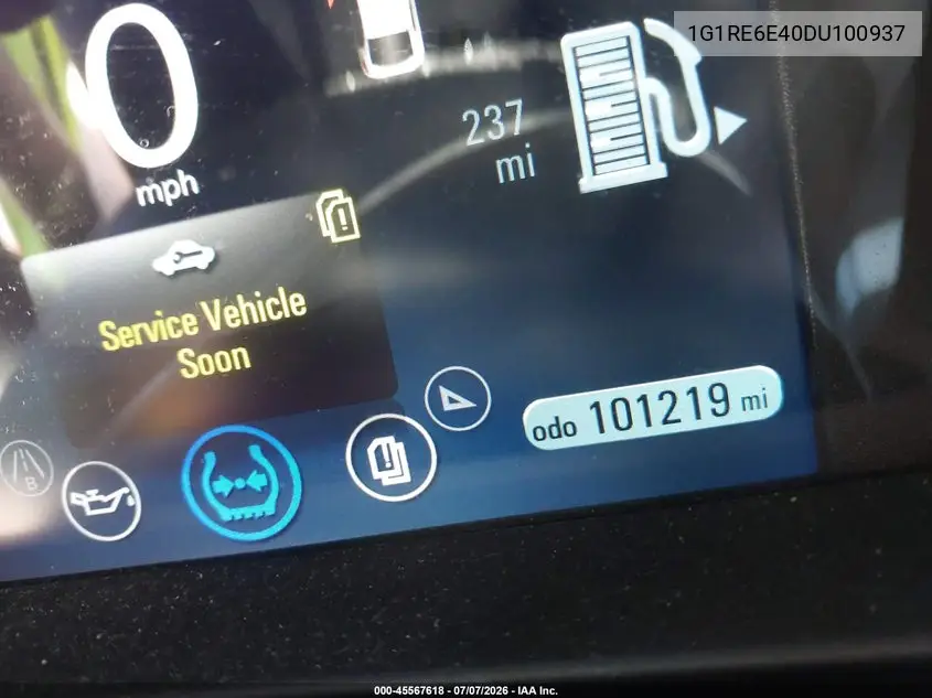 2013 Chevrolet Volt VIN: 1G1RE6E40DU100937 Lot: 45567618