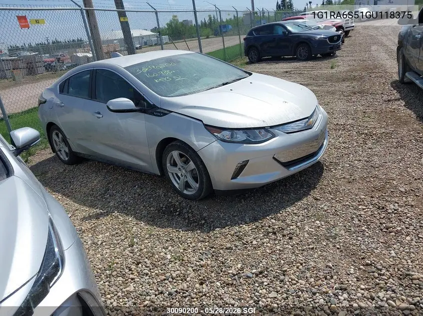 2016 Chevrolet Volt Lt VIN: 1G1RA6S51GU118375 Lot: 30090200