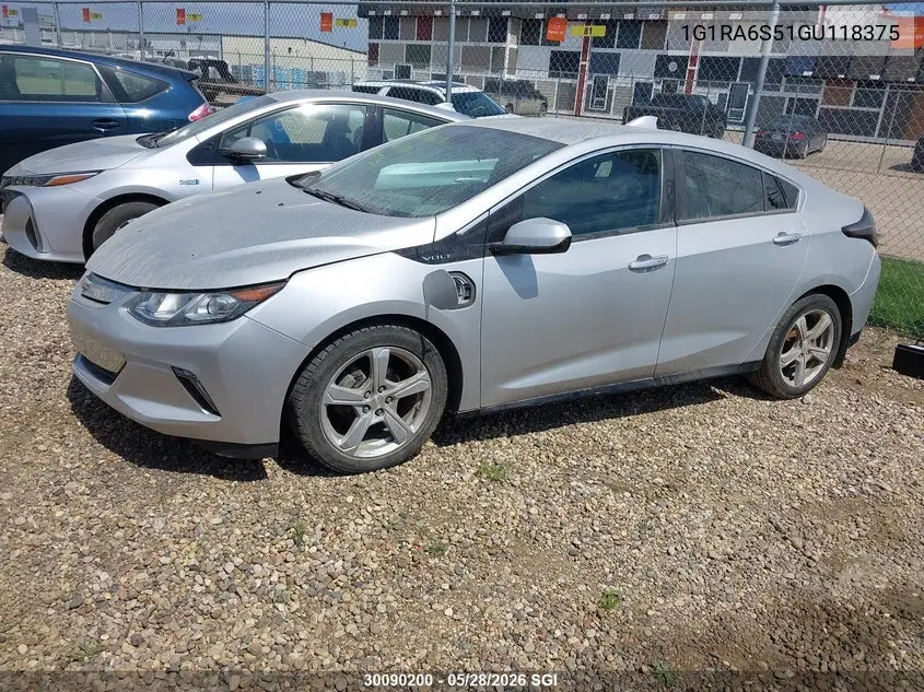 2016 Chevrolet Volt Lt VIN: 1G1RA6S51GU118375 Lot: 30090200