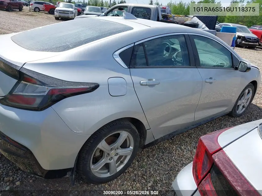 2016 Chevrolet Volt Lt VIN: 1G1RA6S51GU118375 Lot: 30090200