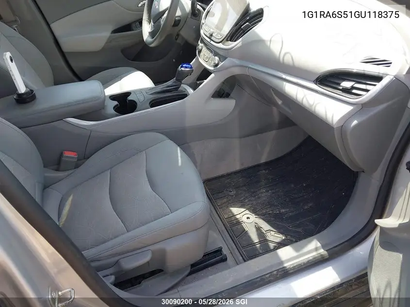 2016 Chevrolet Volt Lt VIN: 1G1RA6S51GU118375 Lot: 30090200